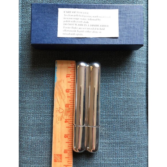 Vintage Sheffield London Hallmarked Polished Pewter Combo Hip Flask Cigar Case - Picture 11 of 13